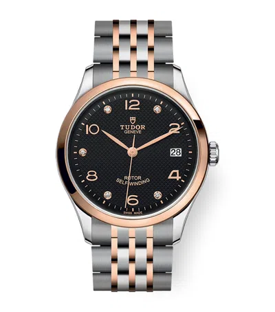Tudor 1926 Stainless Steel, Rose Gold And Diamond Watch In Black