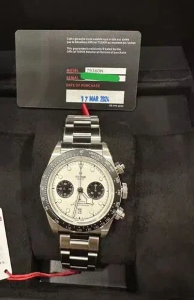 Pre-owned Tudor 2024  Black Bay Chronograph Automatic 41mm White Panda Watch 79360n