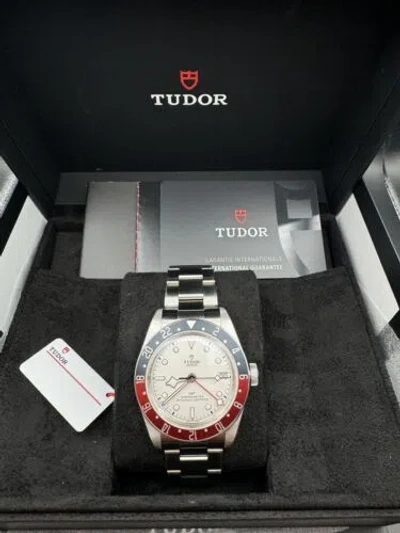 Pre-owned Tudor 2024+  Black Bay Gmt White Opaline Pepsi 41mm 79830rb - Box & Papers