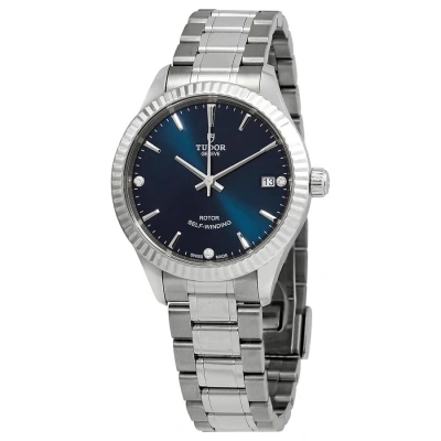 Tudor Automatic Blue With 3 Diamonds Dial Ladies Watch M12310-0017
