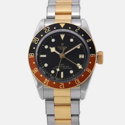 Pre-owned Tudor Black 18k Yellow Gold Stainless Steel Black Bay 79833mn-0001 Automatic Men's Wristwatch 41 Mm