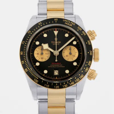Pre-owned Tudor Black 18k Yellow Gold Stainless Steel Black Bay Automatic Men's Wristwatch 41 Mm