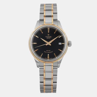 Pre-owned Tudor Black 18k Yellow Gold Steel Style 12103-0003 Automatic Women's Wristwatch 28mm