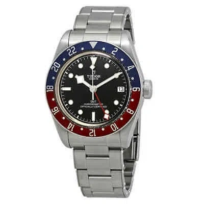 Pre-owned Tudor Black Bay Automatic Black Dial Men's Gmt Pepsi Bezel Watch 79830rb-0001