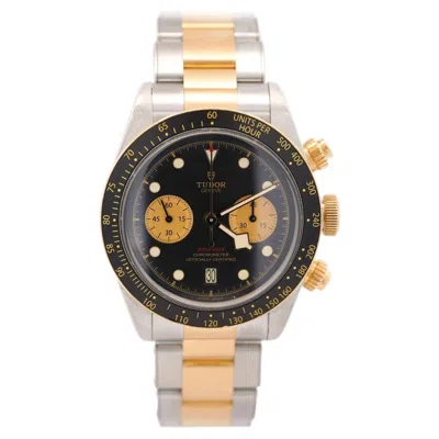Pre-owned Tudor Black Bay Chrono S&g 79363n 41mm Black Dial Two Tone Watch Full Set