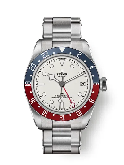 Pre-owned Tudor Black Bay Gmt Opaline Dial Stainless Steel Bracelet Watch M79830rb-0010