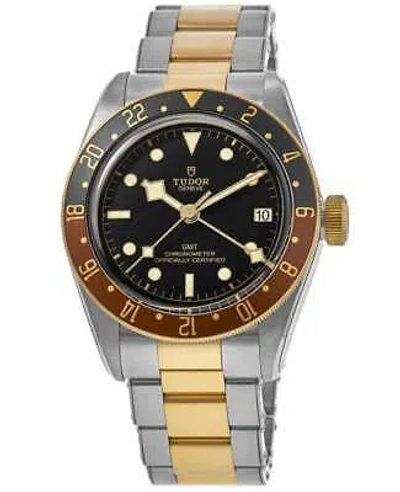 Pre-owned Tudor Black Bay Gmt S&g Black Dial Yellow Gold Men's Watch M79833mn-0001