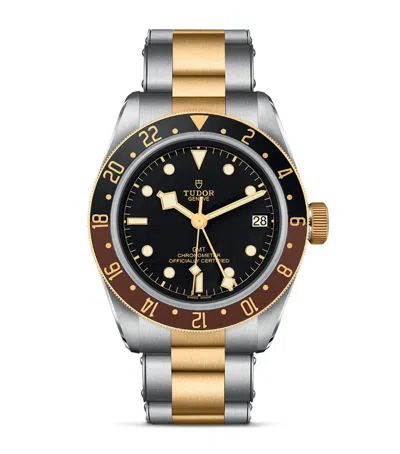 Tudor Black Bay Gmt Stainless Steel And Yellow Gold Watch In Gray