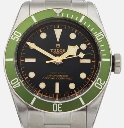 Pre-owned Tudor Black Bay Green Harrods 79230g With Steel Bracelet And Nato Strap 41mm