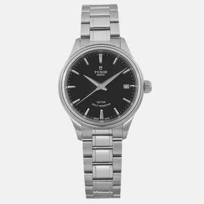 Pre-owned Tudor Black Stainless Steel Style 12300-0002 Automatic Women's Wristwatch 34mm