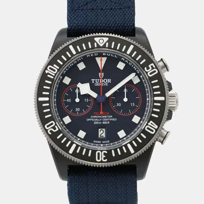 Pre-owned Tudor Blue Carbon Composite Pelagos Automatic Men's Wristwatch 43 Mm
