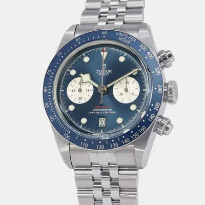 Pre-owned Tudor Blue Stainless Steel Black Bay Automatic Men's Wristwatch 41 Mm
