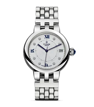 Tudor Clair De Rose Stainless Steel And Diamond Watch In Metallic