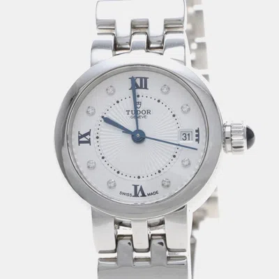 Pre-owned Tudor Claire De Rose 35200 Automatic Stainless Steel Diamond Women's Wristwatch 26mm In White