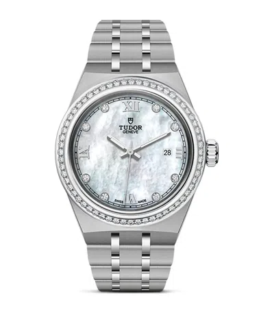 Tudor Day Date Stainless Steel And Diamond Watch In Gray