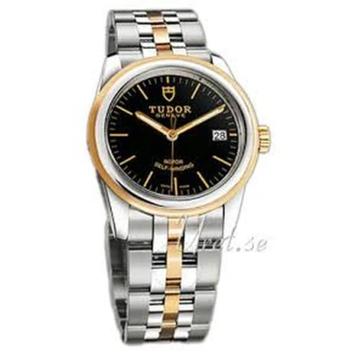 Tudor Glamour Date Automatic Black Dial Watch 55003-0007 In White