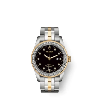 Tudor Glamour Date Automatic Diamond Black Dial Ladies Watch 53023-0017 In Metallic