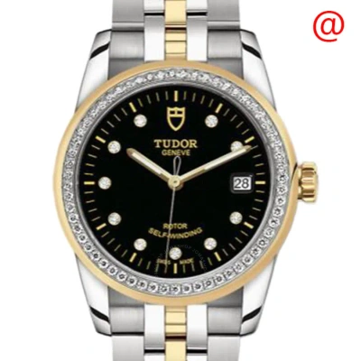 Tudor Glamour Date Automatic Diamond Black Dial Ladies Watch 55023-0022 In Metallic