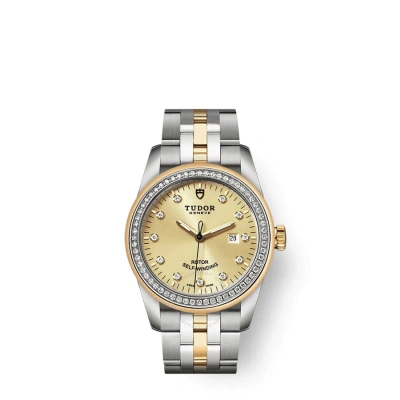 Tudor Glamour Date Automatic Diamond Champagne Dial Ladies Watch 53023-0021 In Metallic