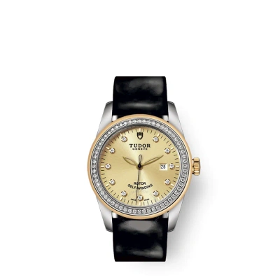 Tudor Glamour Date Automatic Diamond Champagne Dial Ladies Watch 53023-0045 In Gold