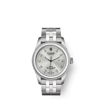 Tudor Glamour Date Automatic Diamond Silver Dial Ladies Watch 53000-0003 In Metallic