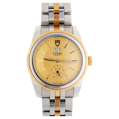 Pre-owned Tudor Glamour Double Date 57003 42mm Two Tone Steel Gold Champagne Dial Watch In Multi