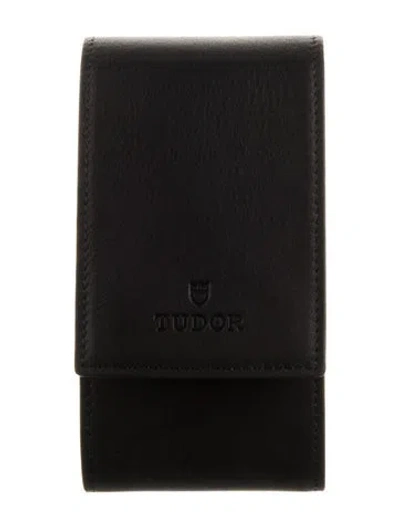 Pre-owned Tudor Leather Travel Watch Case In Black