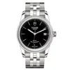 Tudor Men's Glamour Black Dial Watch In Silver