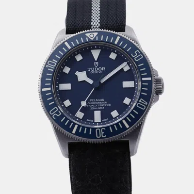 Pre-owned Tudor Pelagos 25707b/23 Blue Titanium Automatic Men Wristwatch 42mm