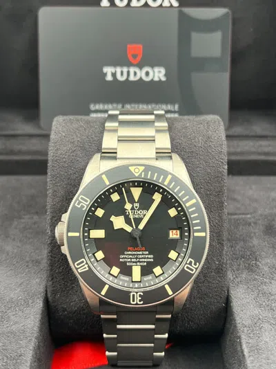 Pre-owned Tudor Pelagos Black Dial Titanium Left Handed Diver 42mm 25610tnl Unworn 2024