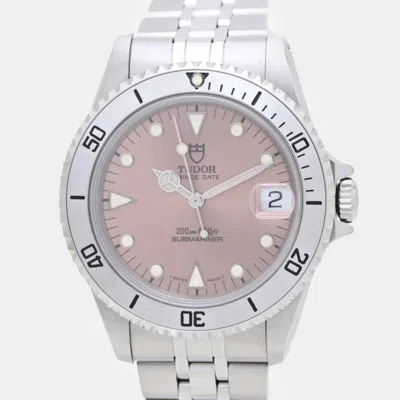 Pre-owned Tudor Pink Stainless Steel Submariner 75190 Men's Wristwatch 36mm