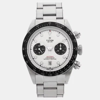 Pre-owned Tudor Black Bay Chronograph 79360n White Automatic Stainless Steel Men's Wristwatch 41 Mm