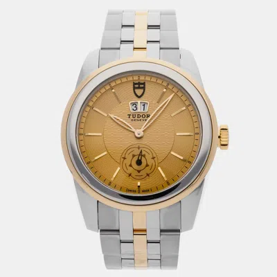 Pre-owned Tudor Glamour 57103 Yellow Automatic 18k Yellow Gold Stainless Steel Men's Wristwatch 42 M