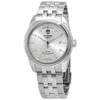 TUDOR PRE-OWNED TUDOR GLAMOUR DAY-DATE AUTOMATIC DIAMOND SILVER DIAL MEN'S WATCH M56000-0006