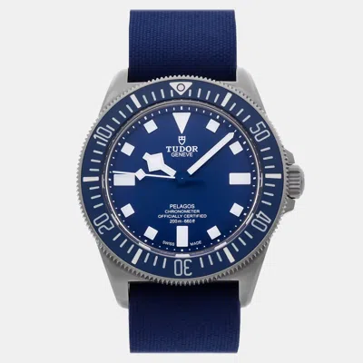 Pre-owned Tudor Pelagos Fxd 25707b/21-0001 Blue Automatic Titanium Men's Wristwatch 42 Mm
