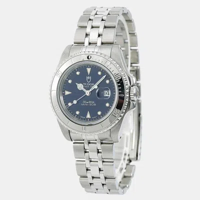 Pre-owned Tudor Prince Date 73190 Blue Dial Stainless Steel Women's Wristwatch 34 Mm