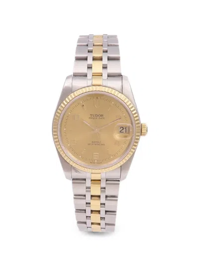 Pre-owned Tudor Prince Date Fluted Bezel 34mm Watch In Gold
