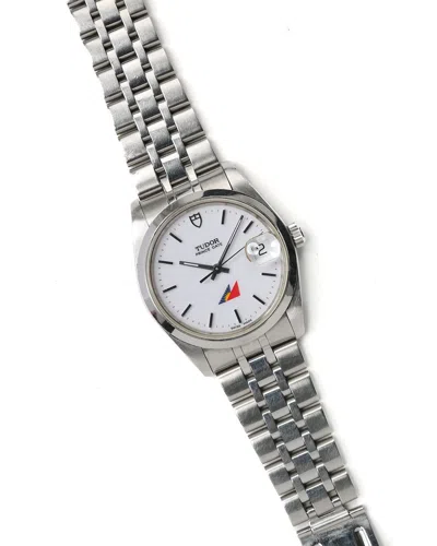 Pre-owned Tudor Prince Date Philippine Airlines 34mm 2005 Full Set Watch In White