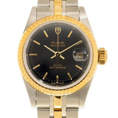 Tudor Princess Date Automatic Black Dial Ladies Watch 92413-62433-bk In Gold