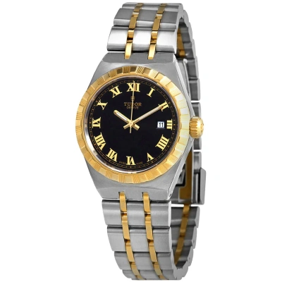 Tudor Royal Automatic Black Dial 28 Mm Ladies Watch M28303-0003 In Black / Gold / Gold Tone / Yellow