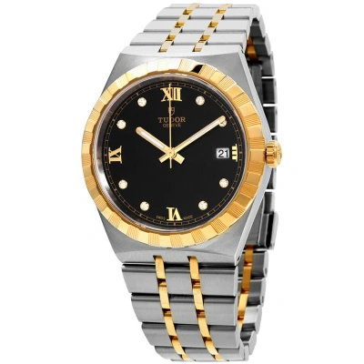 Tudor Royal Automatic Diamond Black Dial 38 Mm Watch M28503-0004 In Black / Gold / Gold Tone / Yellow