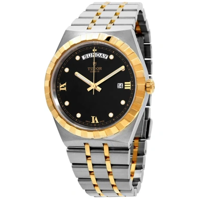 Tudor Royal Automatic Diamond Black Dial 41 Mm Watch M28603-0005 In Two Tone  / Black / Gold / Yellow