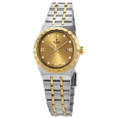 Tudor Royal Automatic Diamond Champagne Dial 28 Mm Ladies Watch M28303-0006 In Champagne / Gold / Gold Tone / Yellow