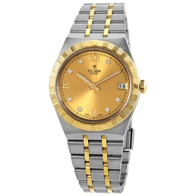 Tudor Royal Automatic Diamond Champagne Dial Watch M28403-0006 In Gold