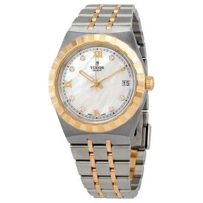 Tudor Royal Automatic Diamond Mother Of Pearl Dial Unisex Watch M28403-0007 In Gold / Gold Tone / Mother Of Pearl / Yellow