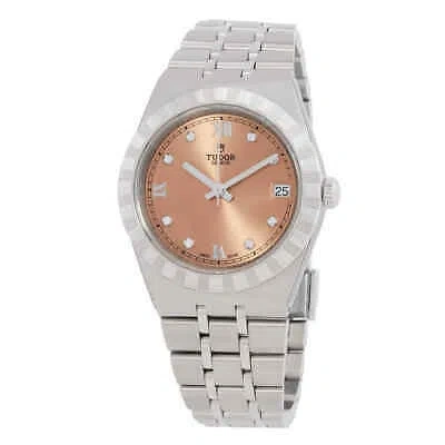 Pre-owned Tudor Royal Automatic Diamond Salmon Dial Ladies Watch M28400-0011