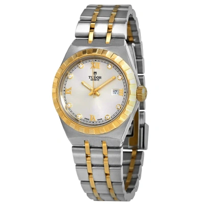 Tudor Royal Automatic Diamond Silver Dial 28 Mm Ladies Watch M28303-0002 In Gold / Gold Tone / Silver / Yellow