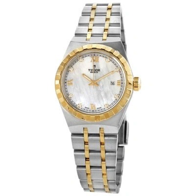 Tudor Royal Automatic Mother Of Pearl Diamond 28 Mm Ladies Watch M28303-0007 In Gold / Gold Tone / Mop / Mother Of Pearl / Yellow