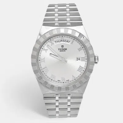 Pre-owned Tudor Silver Dial Stainless Steel Royal M28600-0001 Men's Wristwatch 41 Mm