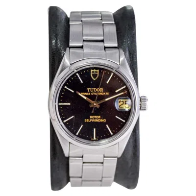 Pre-owned Tudor Steel With Original Black Dial Automatic Oysterdate From 1960's Mid-size